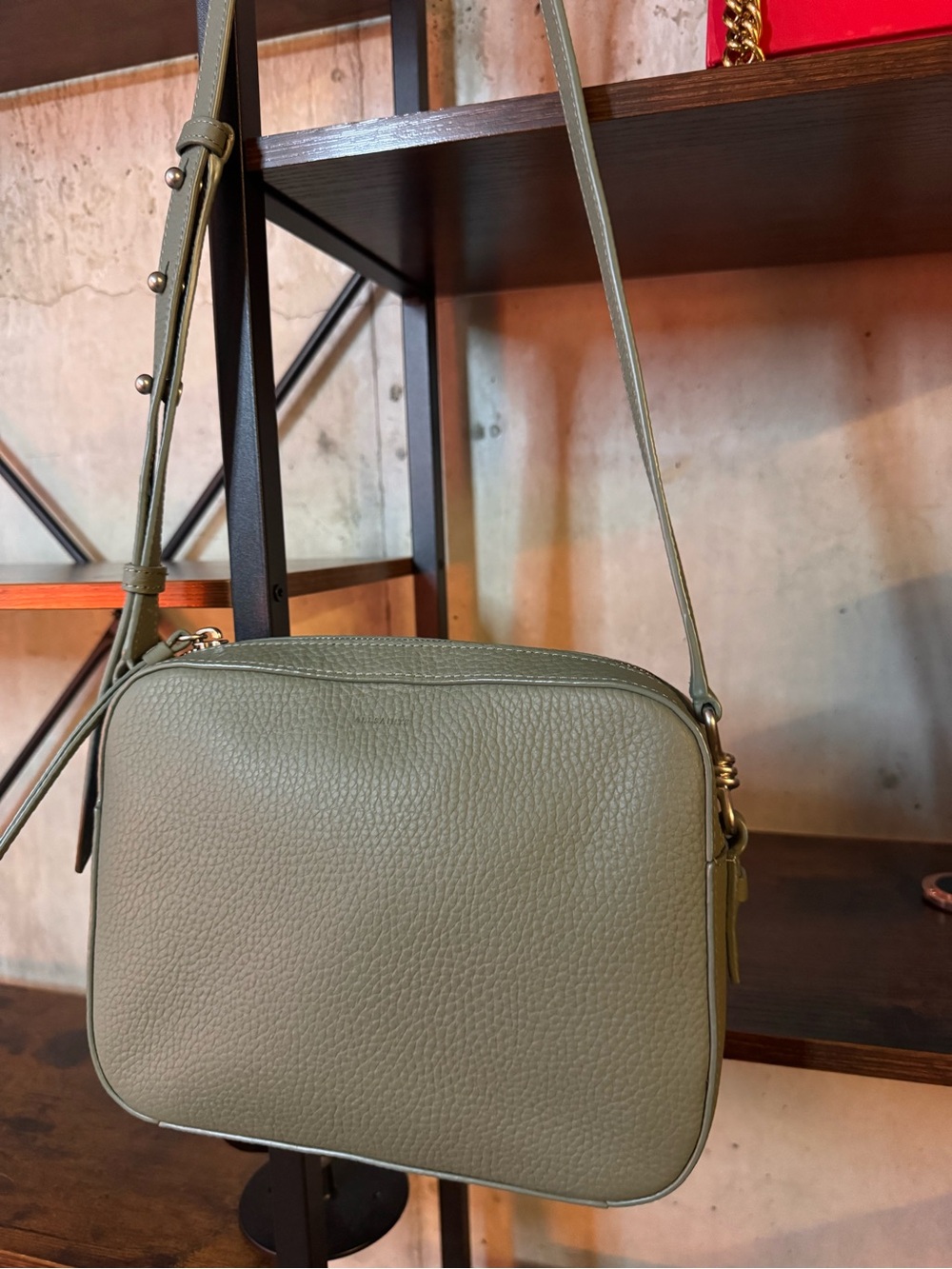 Allsaints Olive Green Pebbled Leather Crossbody Bag - NWOT and DUSTBAG !
